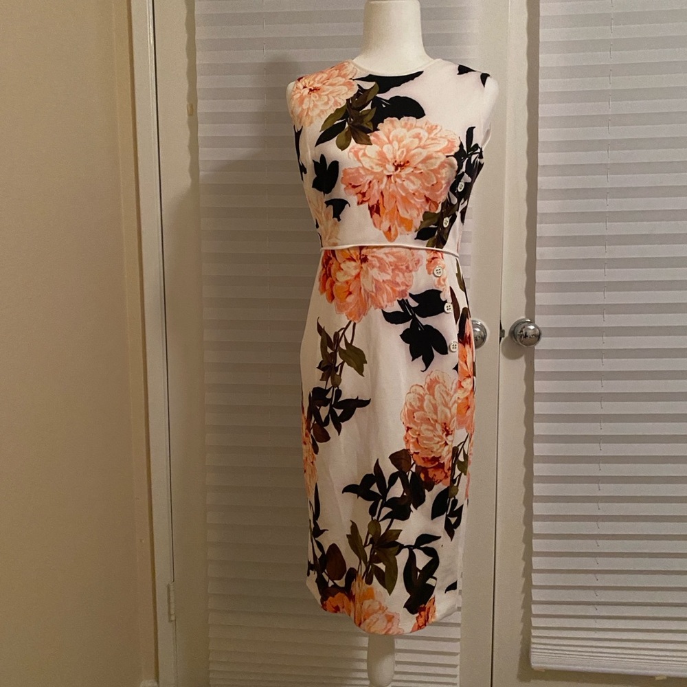 Enfocus Studio Floral Sleeveless Dress - White and Orange